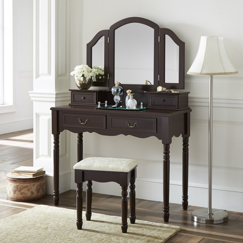 Charlton Home Dehn Elegant Dressing Table Makeup Vanity Set & Reviews